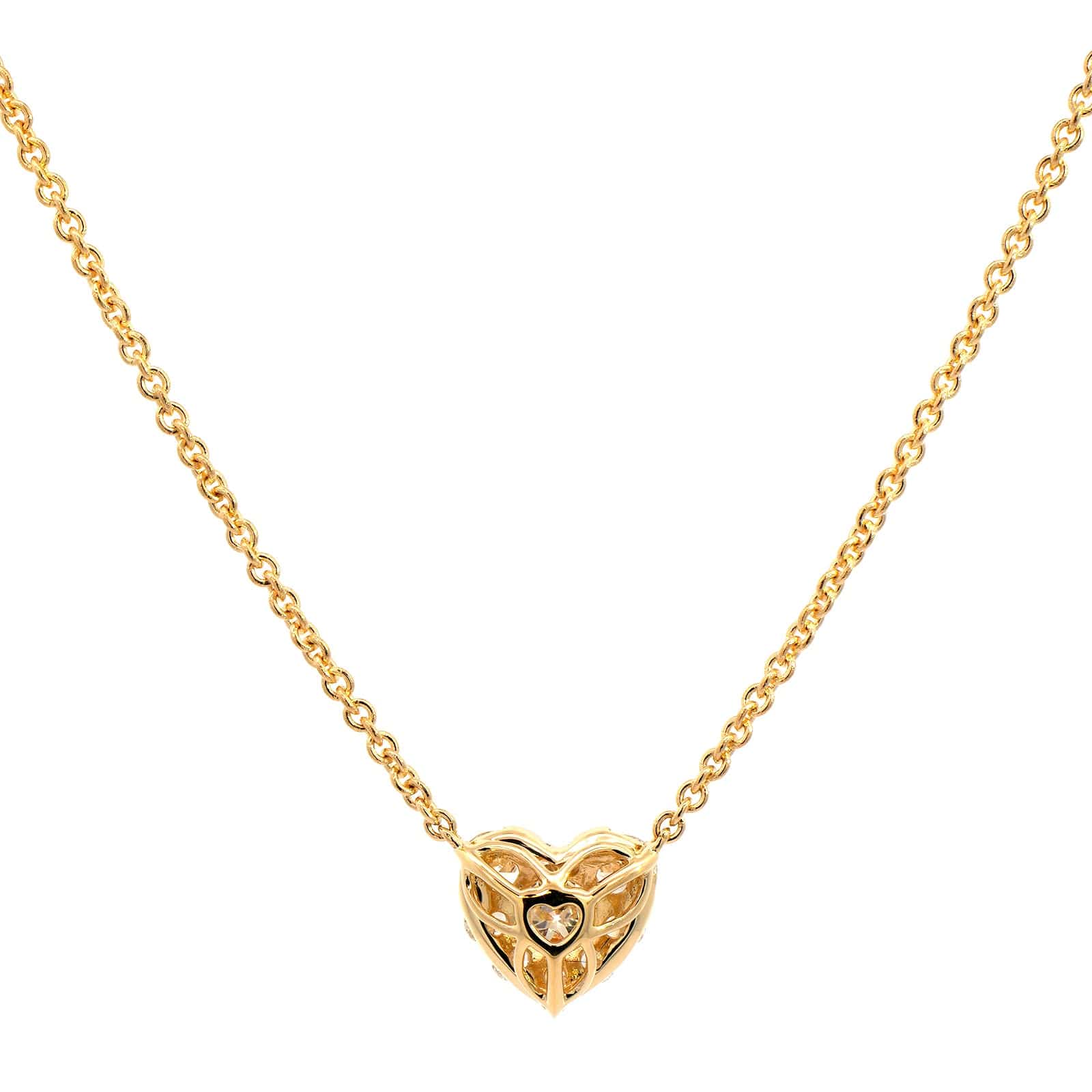 18K Yellow Gold Diamond Heart Necklace