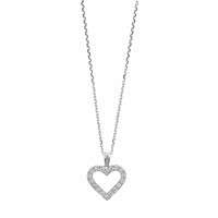 18K White Gold Diamond Heart Pendant Necklace