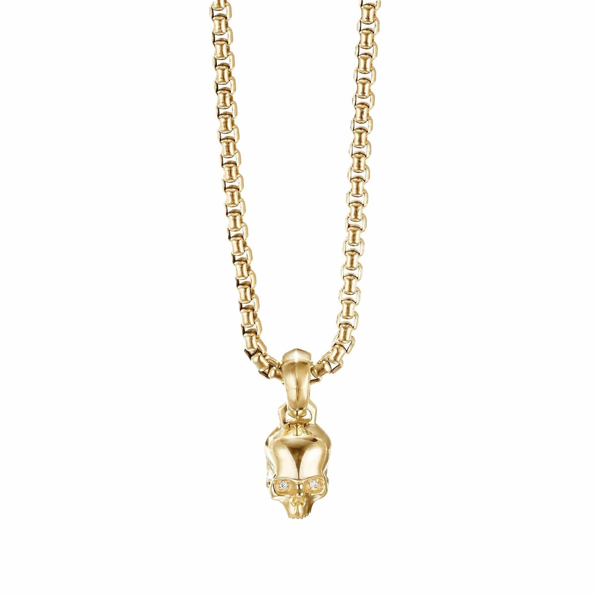 Extra Small Skull Charm in 18K Yellow Gold with Pavé Diamonds
