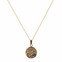 14K Yellow Gold Round Guardian Angel Rope Chain Necklace