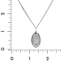 Sterling Silver Oval St. Christopher Pendant Necklace