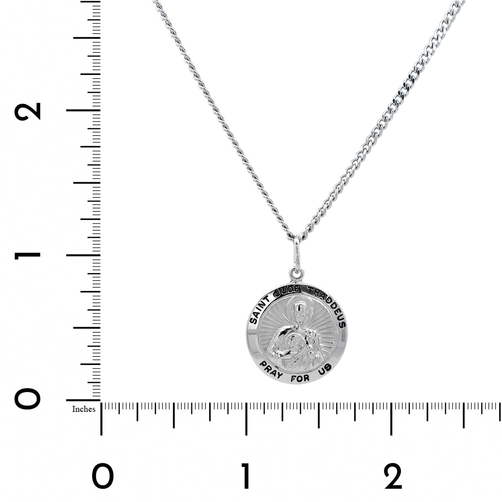 Sterling Silver Round St. Jude Pendant Necklace