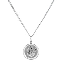 Sterling Silver Round St. Joseph Pendant Necklace