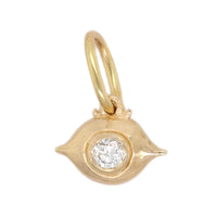 14K Yellow Gold Diamond Evil Eye Charm