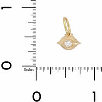14K Yellow Gold Diamond Evil Eye Charm