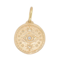 14K Yellow Gold Diamond Evil Eye and Hamsa Reversible Charm