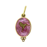 18K Yellow Gold Hummingbird Diamond Charm