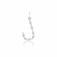 14K White Gold Letter "J" Diamond Charm