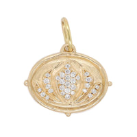 14K Yellow Gold Diamond Lotus Charm