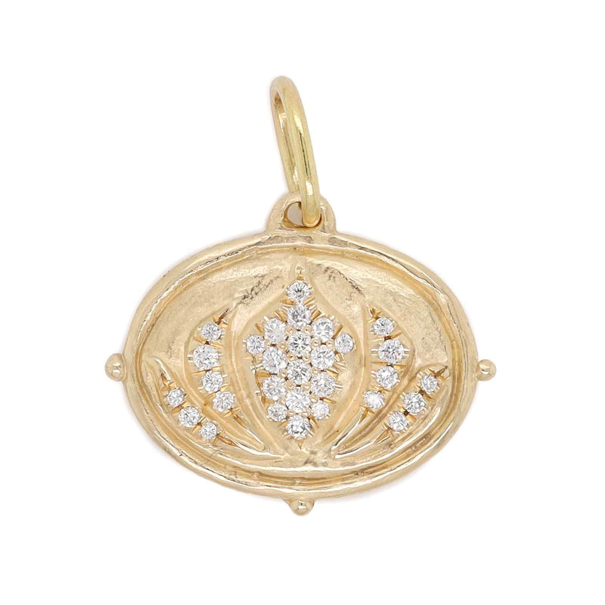 14K Yellow Gold Diamond Lotus Charm