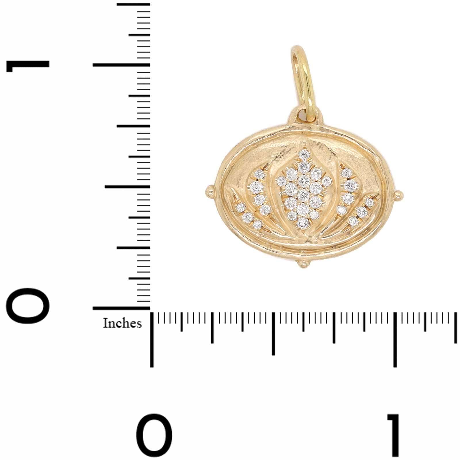 14K Yellow Gold Diamond Lotus Charm