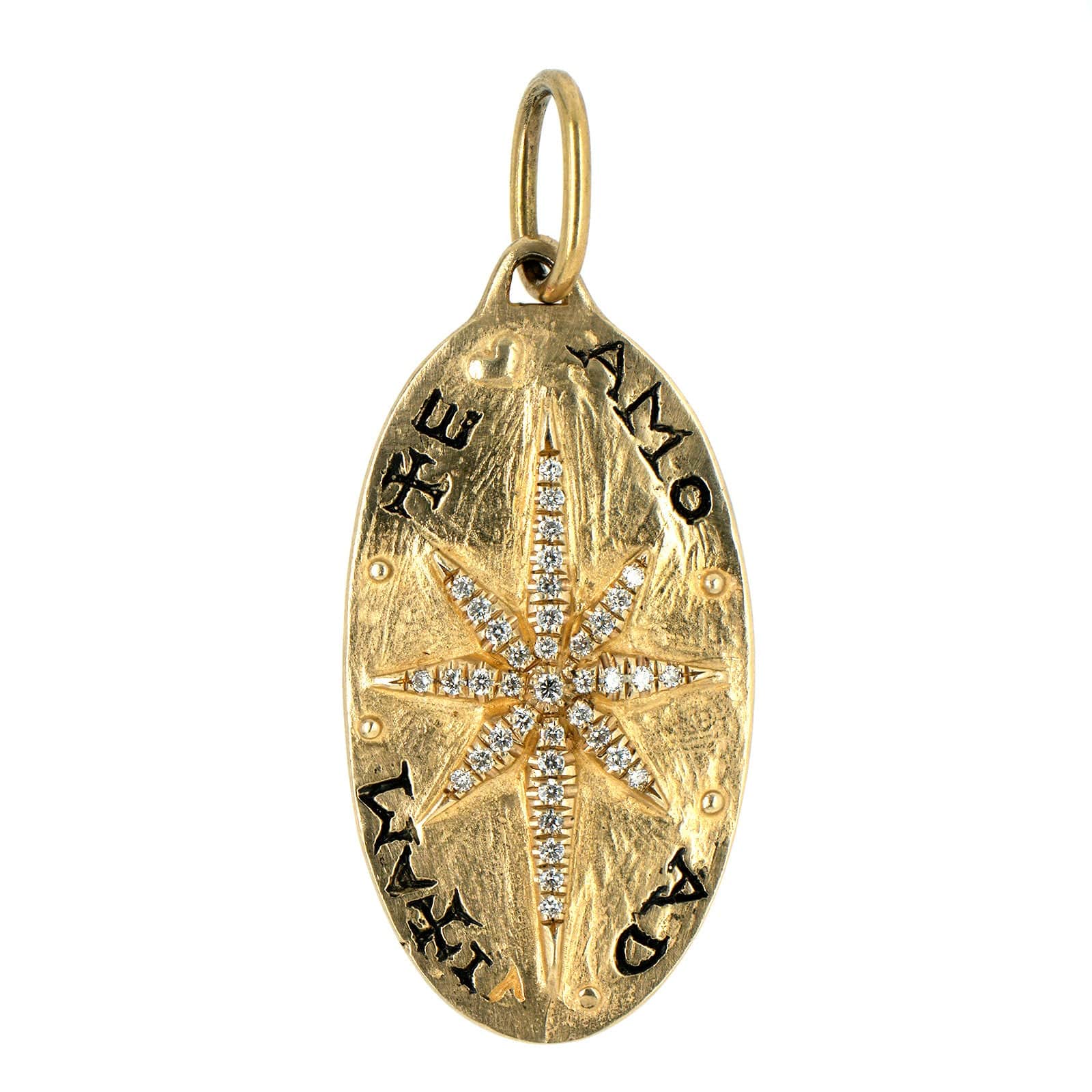 14K Yellow Gold Diamond Fleur De Lis & North Star Charm