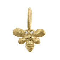 14K Yellow Gold Baby Bee Charm with Diamond Eyes