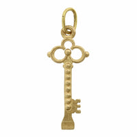 14K Yellow Gold Diamond Circle Cut Out Key Charm