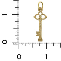 14K Yellow Gold Diamond Circle Cut Out Key Charm