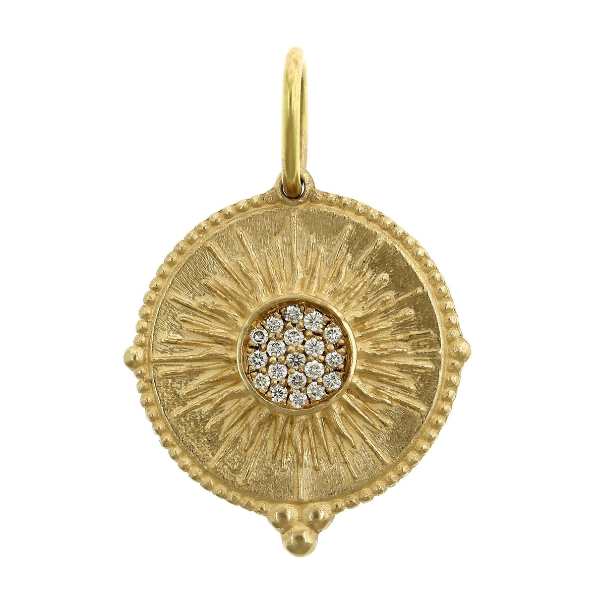 14K Yellow Gold Pave Diamond Sun Charm