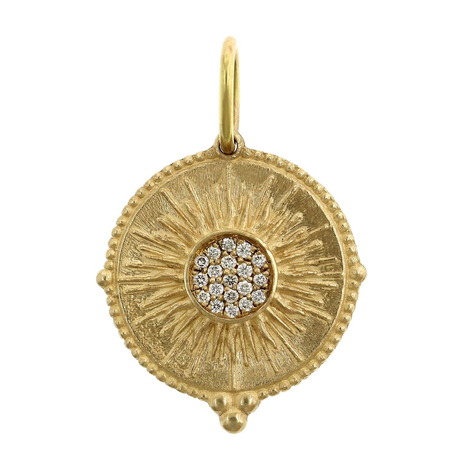 14K Yellow Gold Pave Diamond Sun Charm