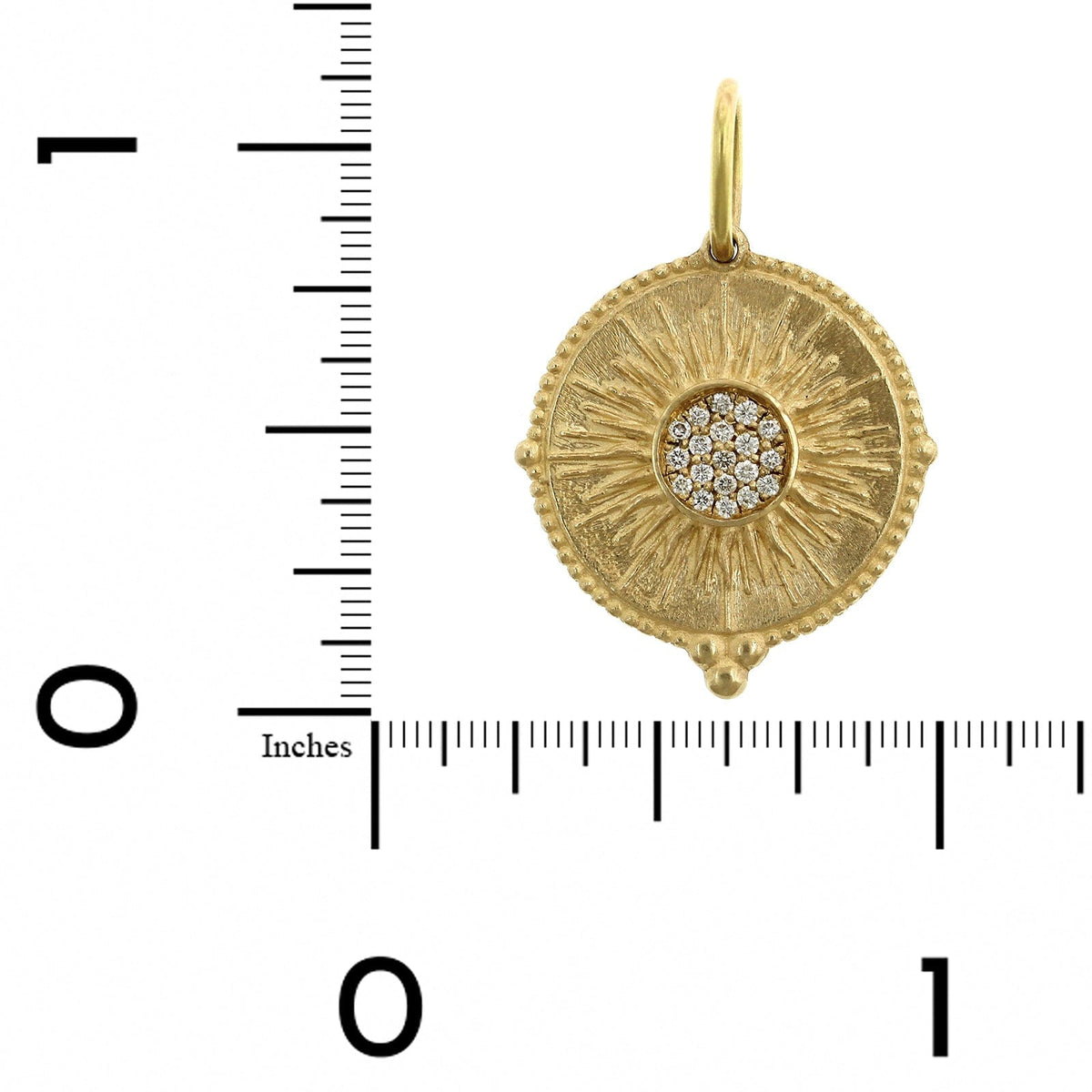 14K Yellow Gold Pave Diamond Sun Charm