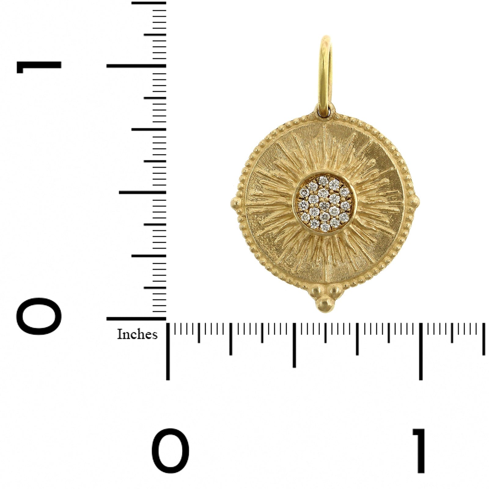 14K Yellow Gold Pave Diamond Sun Charm