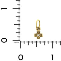 14K Yellow Gold Tiny Cross Diamond Charm