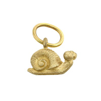 14K Yellow Gold Large Snail Charm with Diamond Eyes