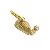 14K Yellow Gold Large Snail Charm with Diamond Eyes