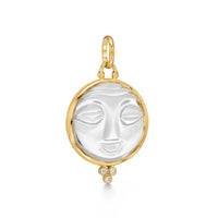 Temple St. Clair 18K Yellow Gold Diamond and Rock Crystal Moon Face Pendant