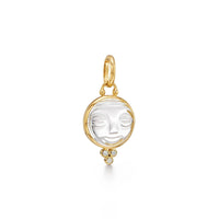 Temple St. Clair 18K Yellow Gold Diamond and Rock Crystal Moon Face Pendant