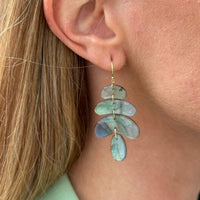 18K Yellow Gold Labradorite Totem Drop Earrings