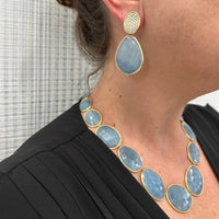 Marco Bicego Pezzi Unici 18K Yellow Gold Aquamarine and Diamond Drop Earrings