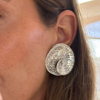 Eclat Jewels 18K White Gold Diamond Swirl Earrings