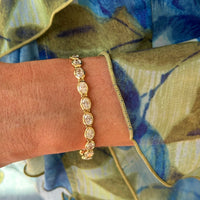 18K Yellow Gold Oval Cut Diamond Bezel Set Bracelet