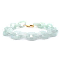 14K Yellow Gold Green Lavender Jade Link Bracelet