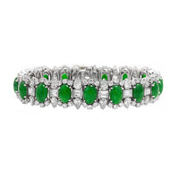 Eclat Jewels Platinum Diamond and Cabochon Jadeite Bracelet