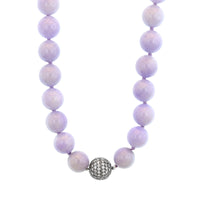 Eclat Jewels 18K White Gold Lavender Jade Bead and Diamond Necklace