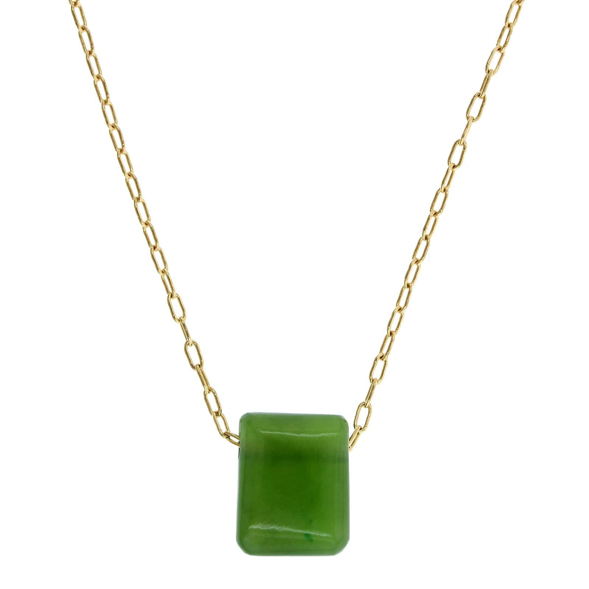 18K Yellow Gold Jade Choker Necklace