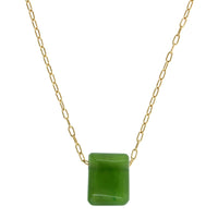 18K Yellow Gold Jade Choker Necklace