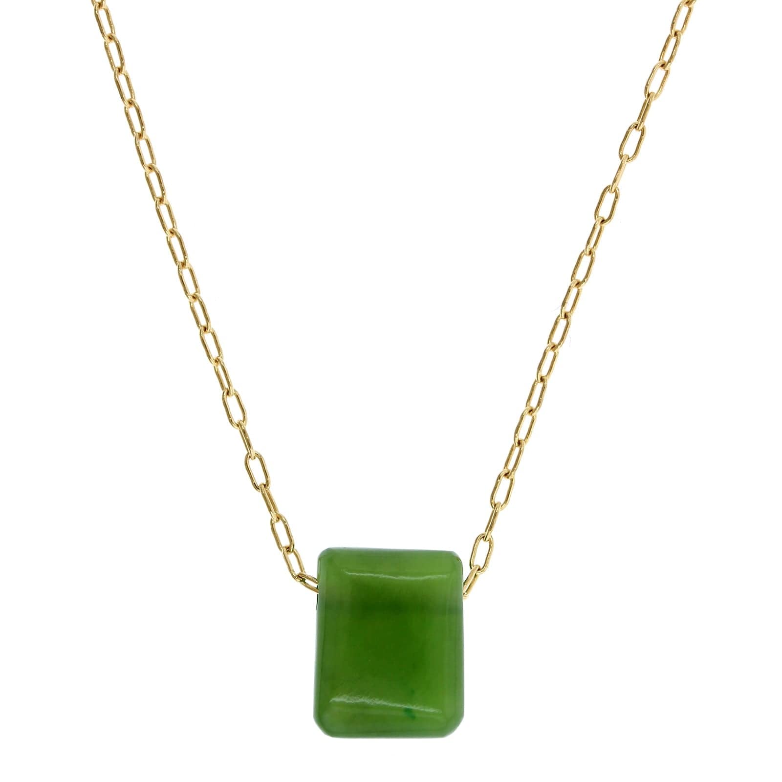 18K Yellow Gold Jade Choker Necklace
