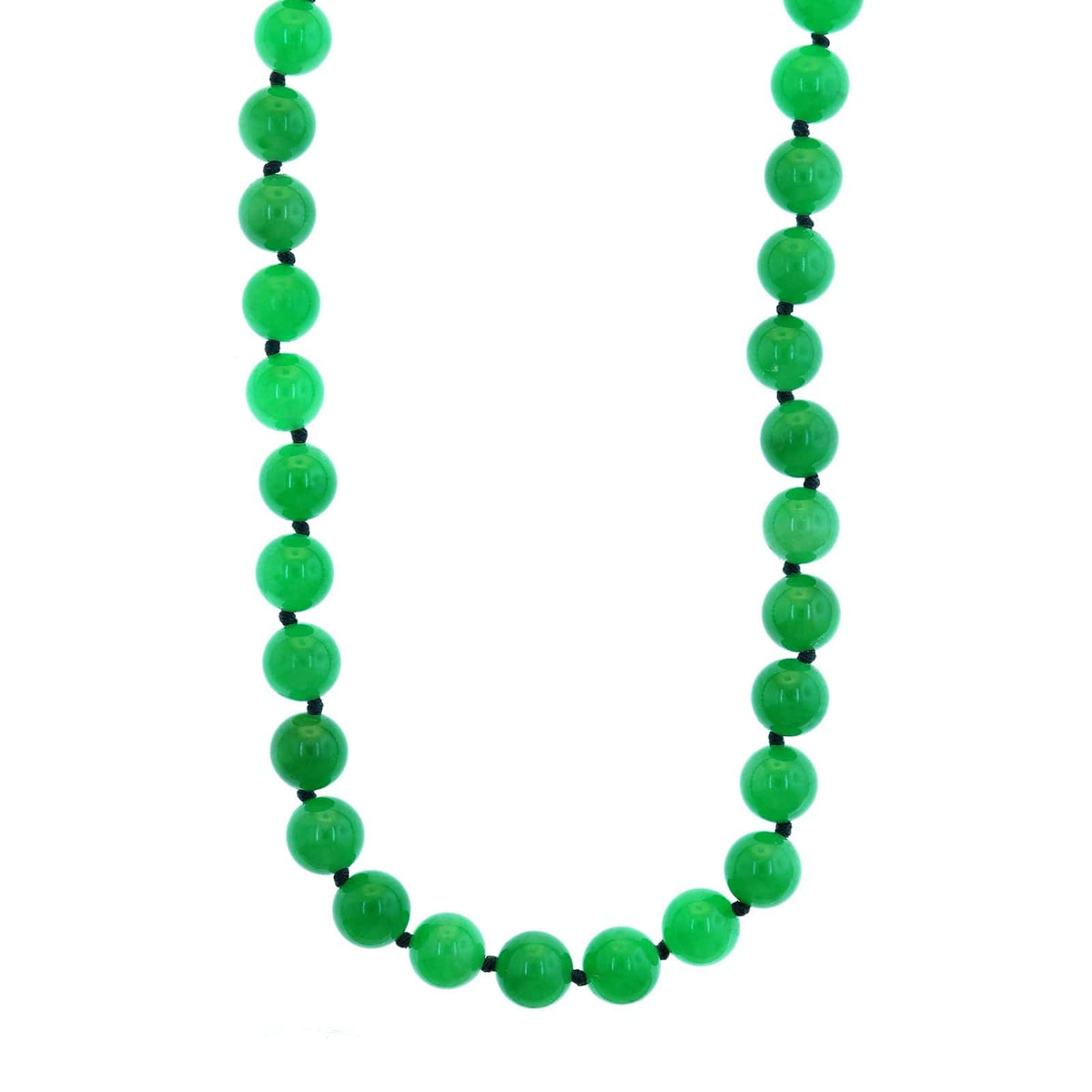 Eclat Jewels 18K White Gold Green Jade Bead and Diamond Necklace