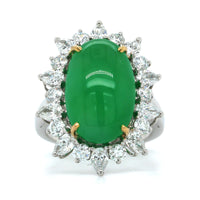 Oscar Heyman Platinum and 22K Yellow Gold Jade & Diamond Halo Ring