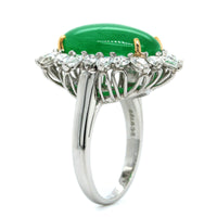 Oscar Heyman Platinum and 22K Yellow Gold Jade & Diamond Halo Ring