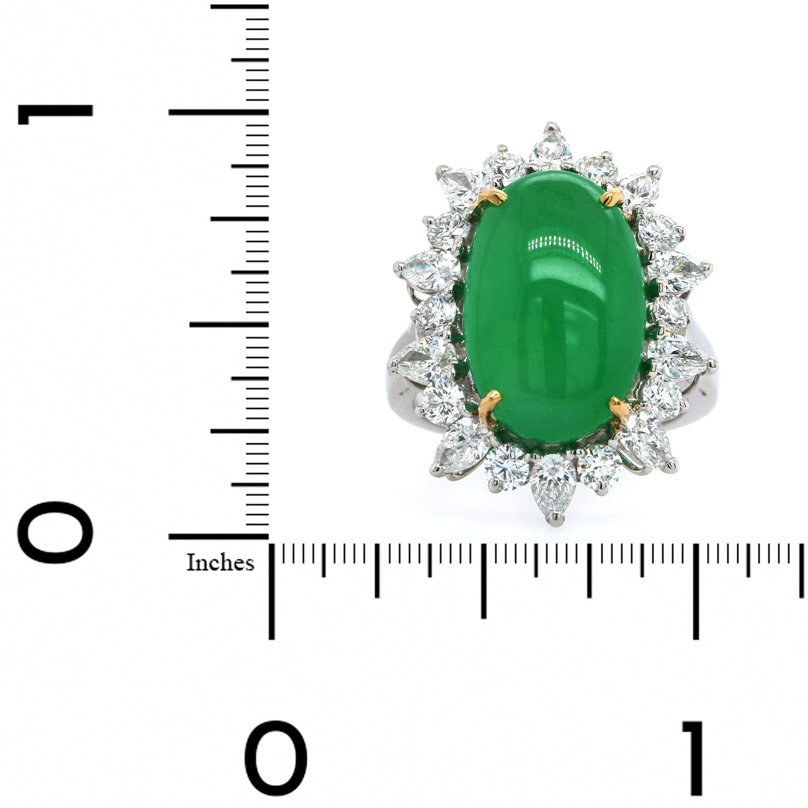 Oscar Heyman Platinum and 22K Yellow Gold Jade & Diamond Halo Ring