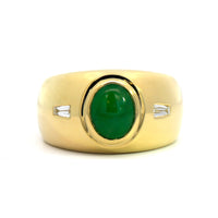 18K Yellow Gold Jade & Diamond Ring