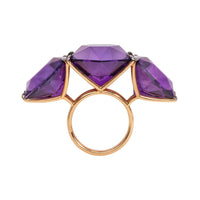Eclat Jewels 18K Rose Gold Hexagonal Amethyst Ring