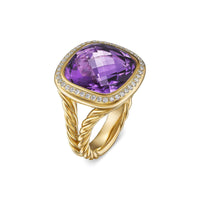 Albion® Ring 18K Yellow Gold with Amethyst and Diamonds, 11mm