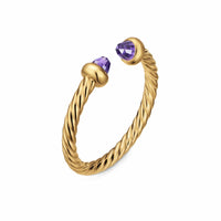 Micro Cablespira® Flex Open Ring 18K Yellow Gold with Amethyst, 2.5mm