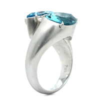 Eclat Jewels 18K White Gold Aquamarine Twin Ring