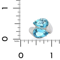 Eclat Jewels 18K White Gold Aquamarine Twin Ring