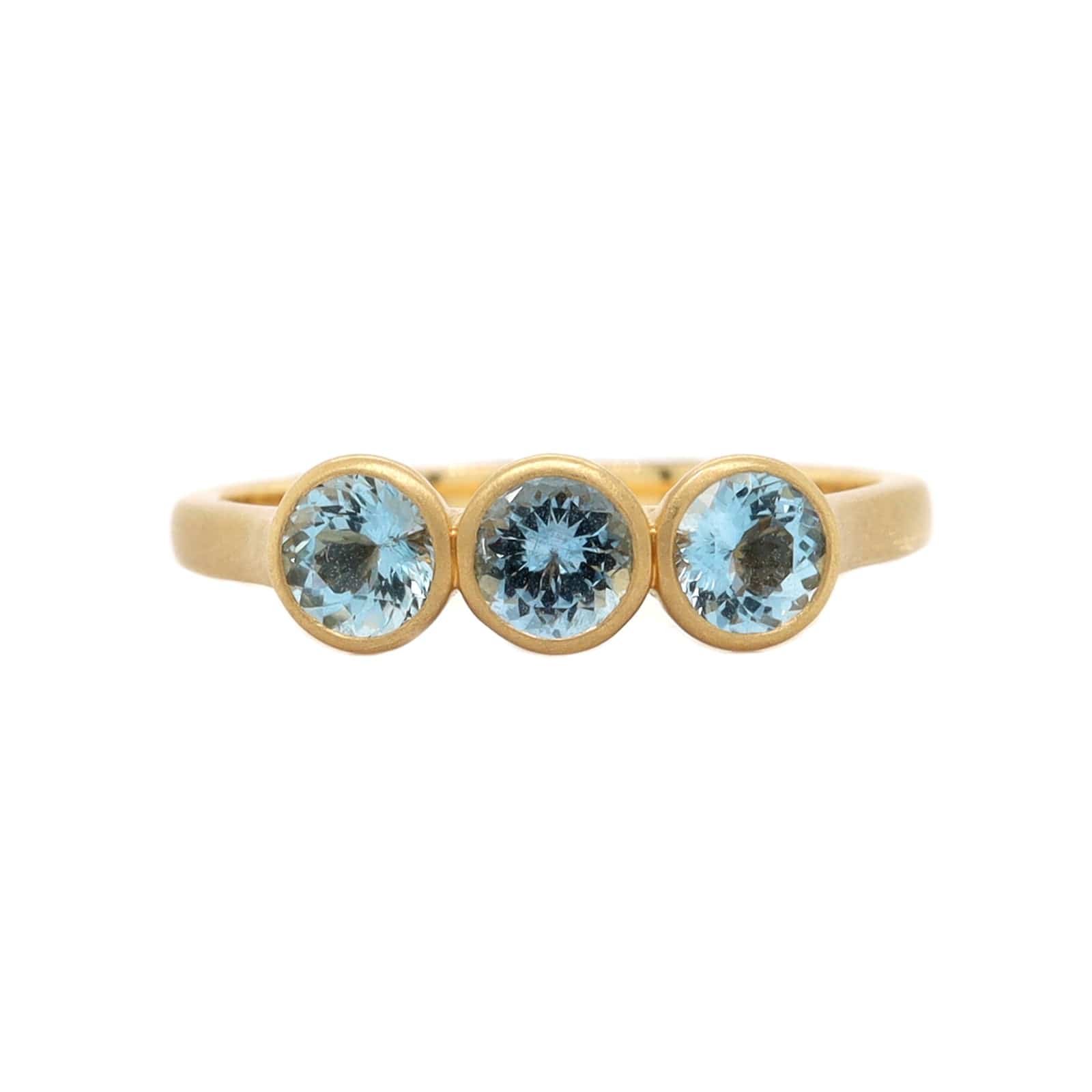 18K Yellow Gold Bezel Set Aquamarine Ring