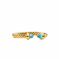 Micro Cablespira® Flex Open Ring 18K Yellow Gold with Aquamarine, 2.5mm